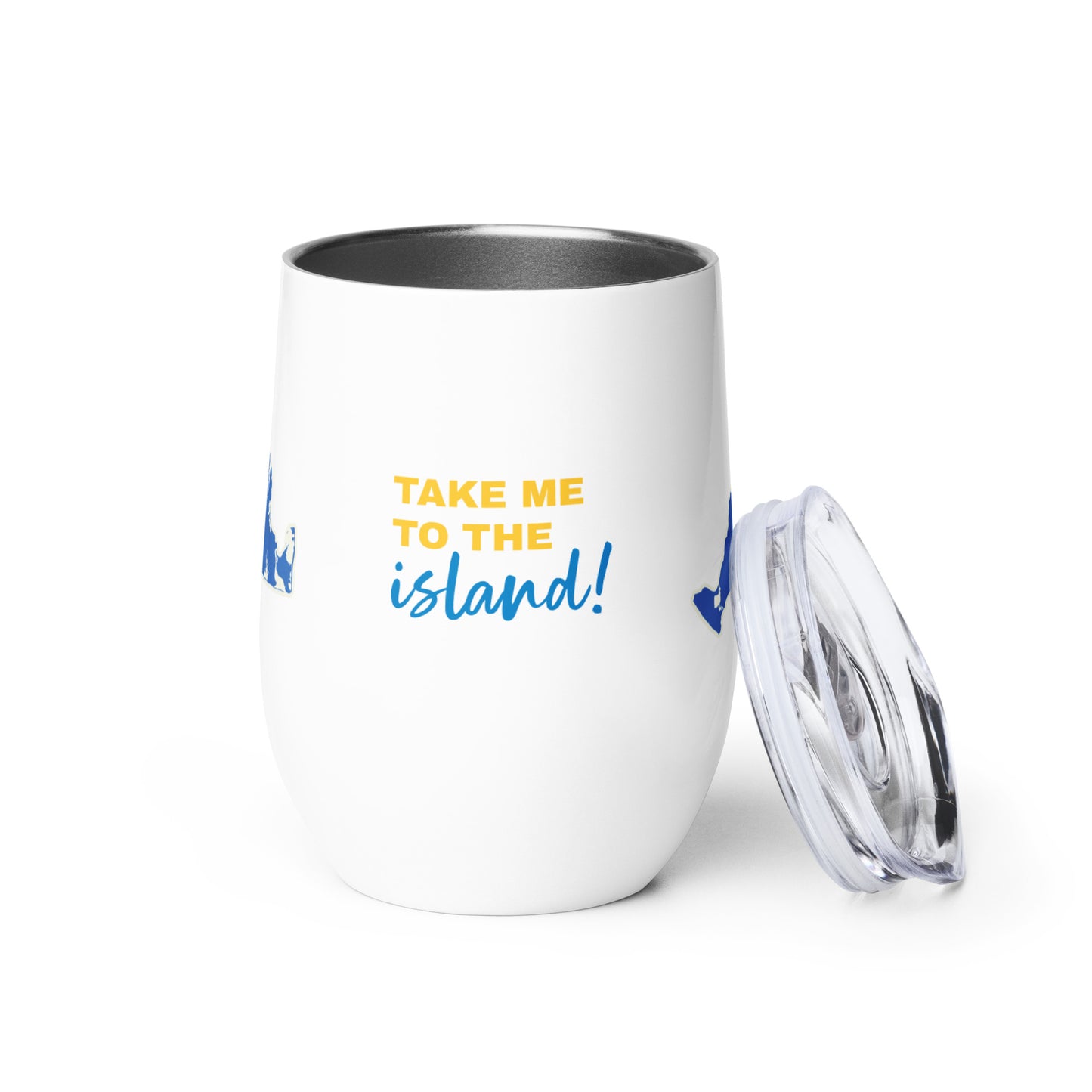 Take Me To The Island Wine tumbler