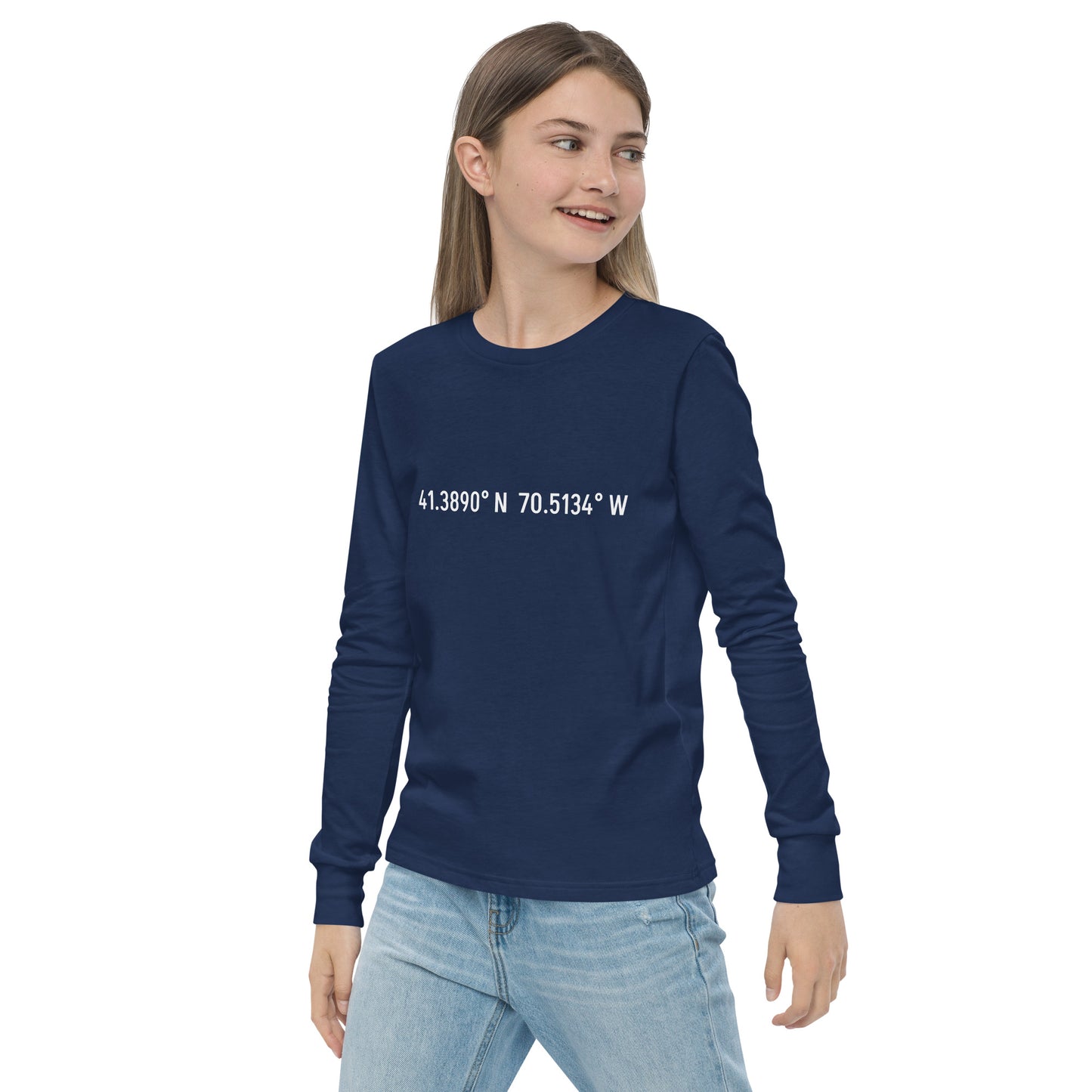 Edgartown Long and Lat Youth long sleeve tee