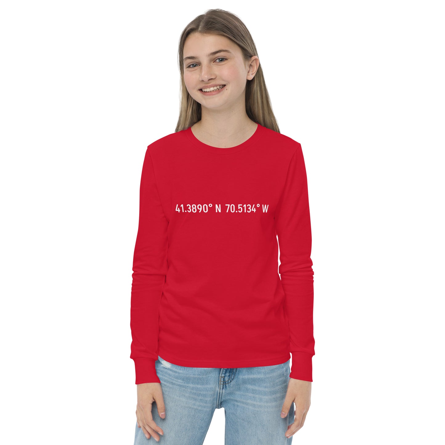 Edgartown Long and Lat Youth long sleeve tee